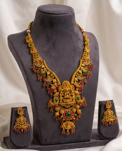 South Indian temple-style bridal necklace set - NRW-103