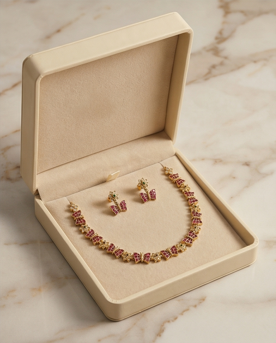 Butterfly Necklace with Earrings (NRW16)