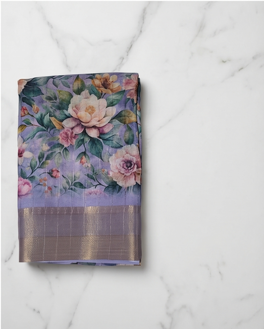 Blue Floral Synthetic Saree (SR-SP7)