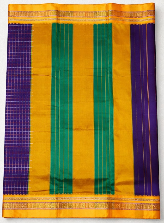 Blue Checks Ilkal Cotton Saree (SR-SP9)