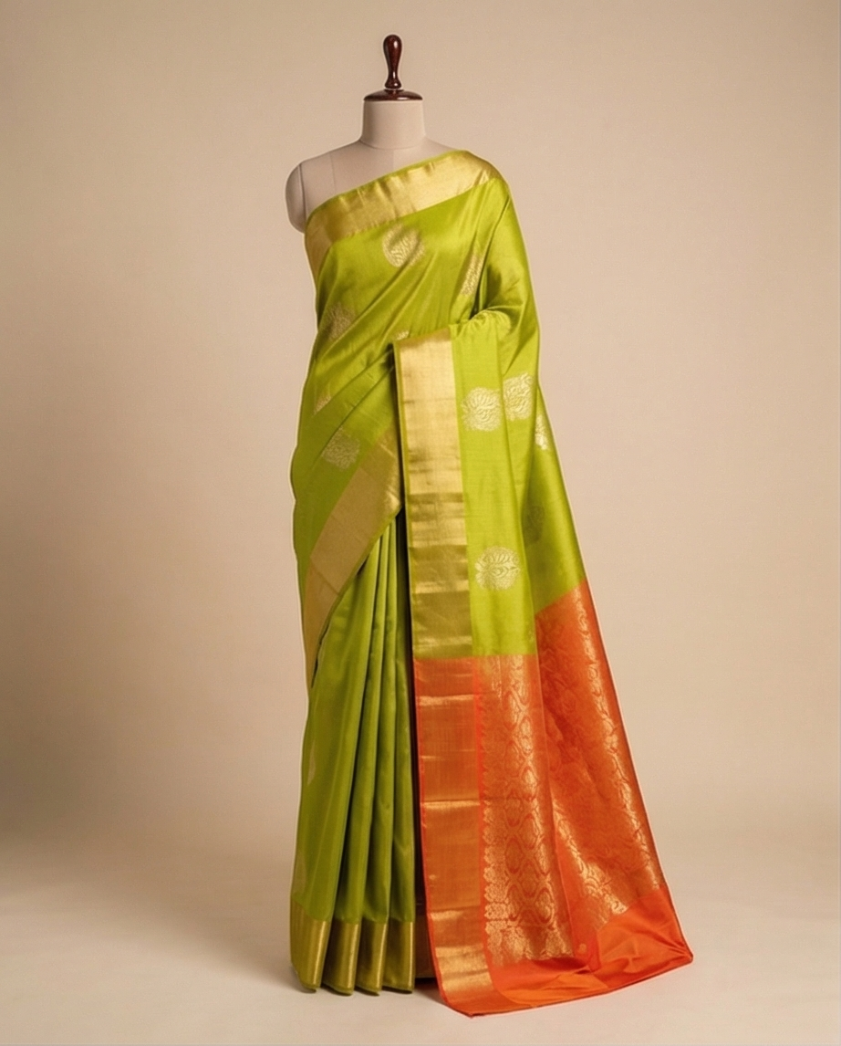Emerald Green Kanchipuram Silk Saree with Rich Golden Zari Work - SR-MSP11