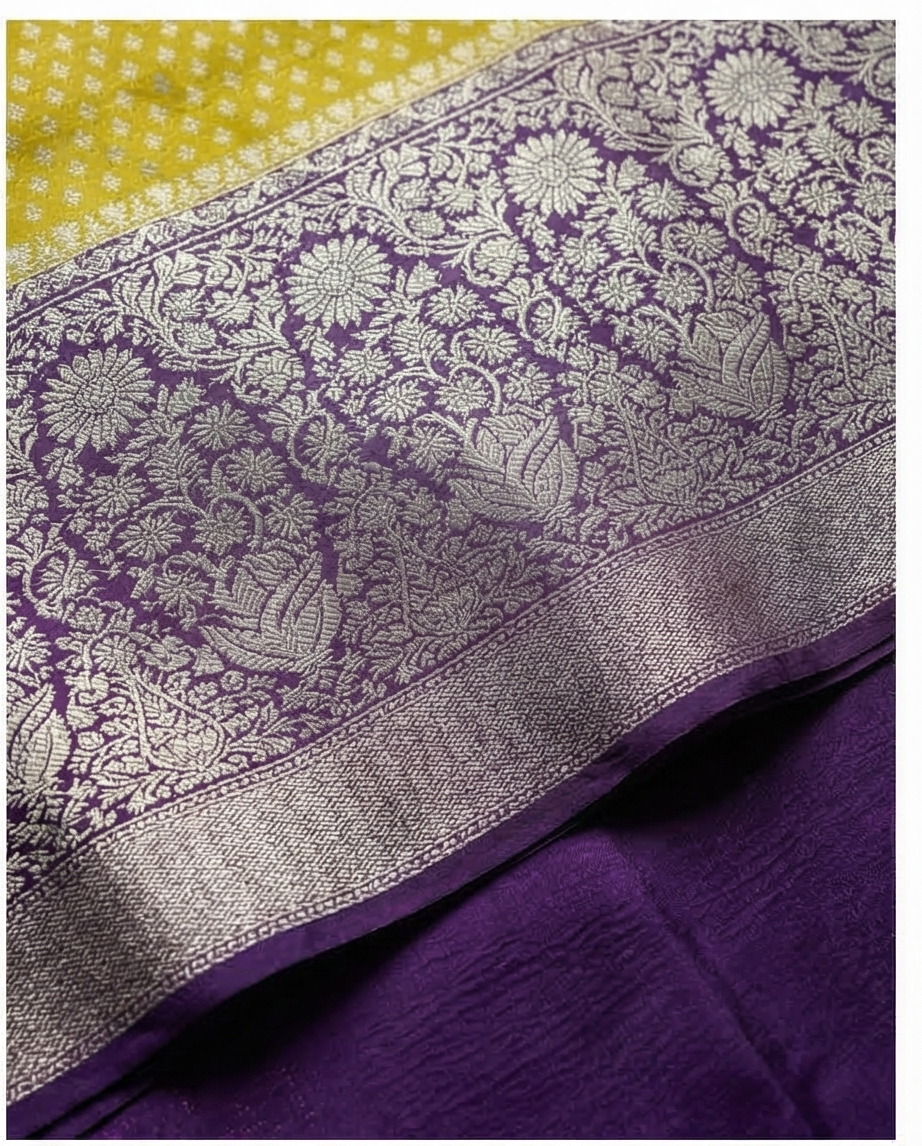 Smooth, flexible, and lightweight Semi Silk  premium Saree (SR-MSP5)-Bright Yellow