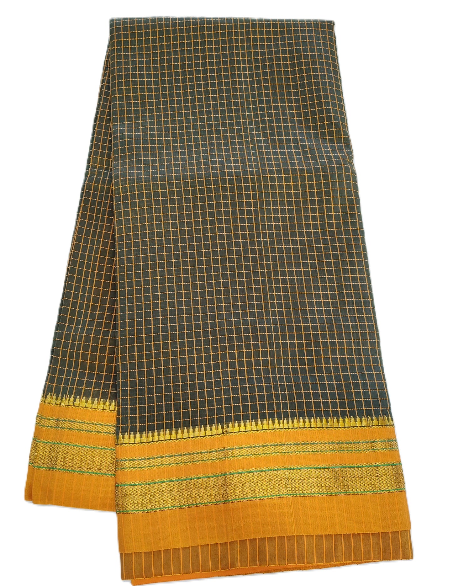 Green Small Checks Ilkal Cotton Saree (SR-SP10)