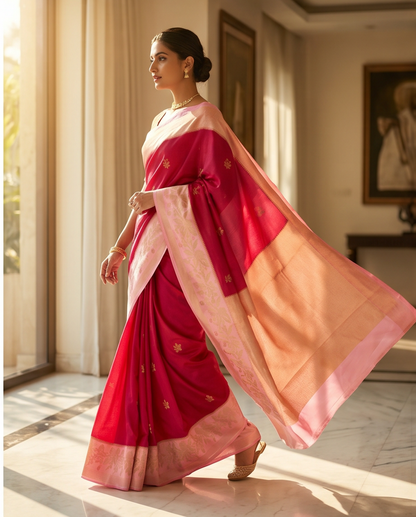 Premium Viscose-Pink with baby pink(SR-MSP43)