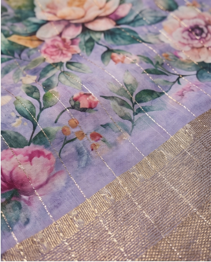 Blue Floral Synthetic Saree (SR-SP7)