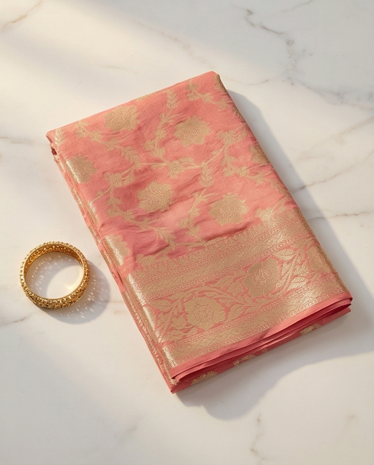 Handloom Banarasi Khaddi (SR-HUP1)-Blush Pink