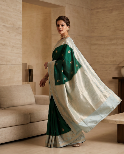 Premium Viscose-Bottle green with sea blue(SR-MSP40)