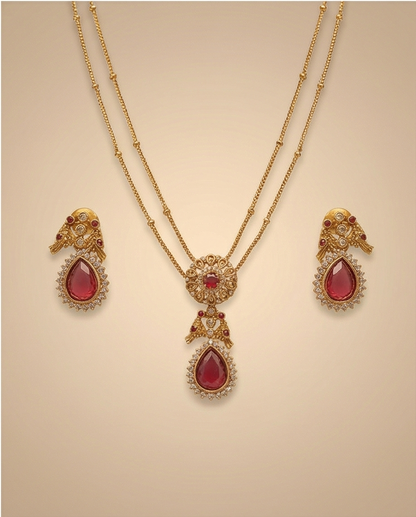 Double layer short chain with Earrings (NRW45)