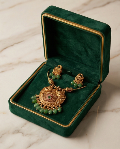Peacock pendant designer chain with Earrings (NRW21)