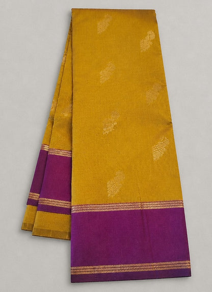 Traditional Mustard Yellow and Royal Purple Semi-Silk Saree (SR-PSMP28)