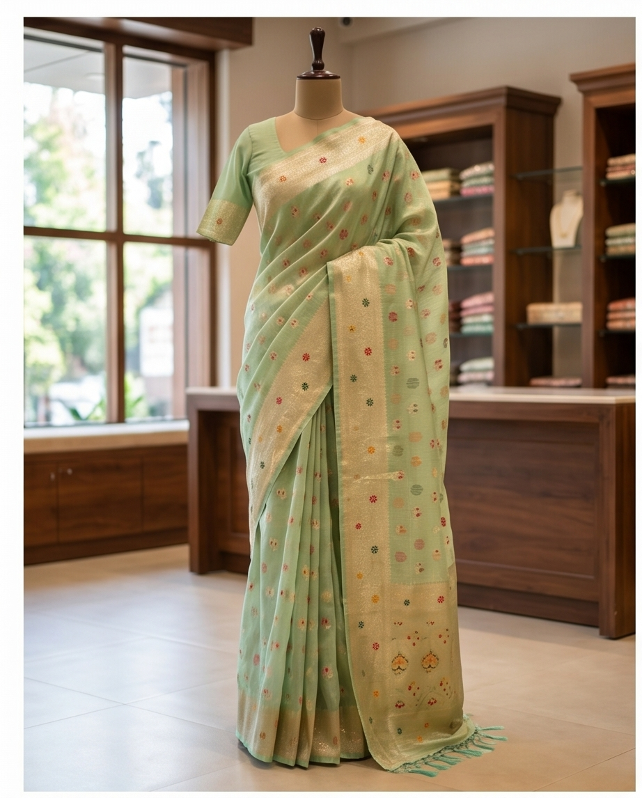 Premium Mint Green Saree (SR-SP43)