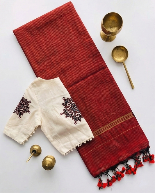 Cotton Saree + Stitched Blouse - SR-KP77
