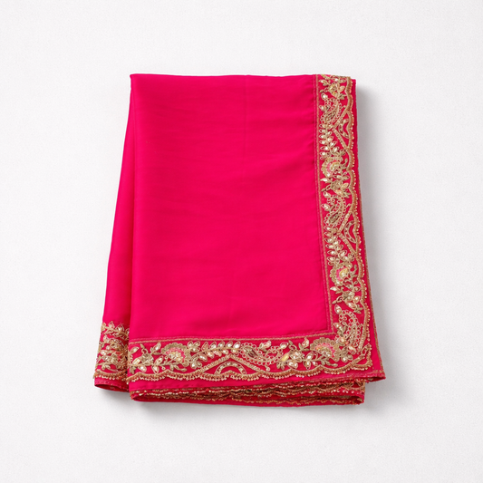 Pink Designer Saree with Net Embroidery Blouse Piece (SR-SP41)