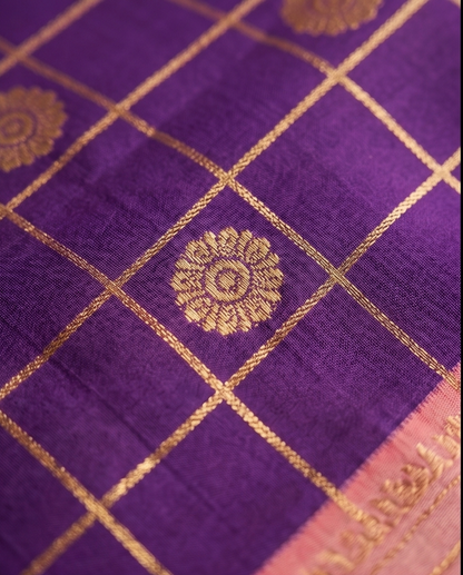 Contemporary Checks, Classic Elegance Sarees - Deep purple (SR-PSMP18)