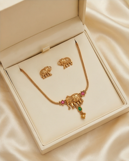 Simple Elephant Necklace with Earrings (NRW19)