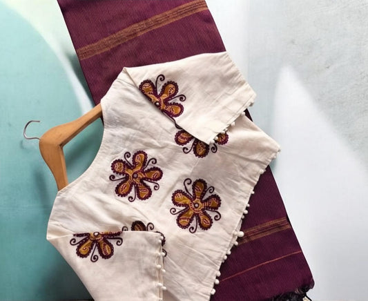 Cotton Saree + Stitched Blouse - SR-KP76