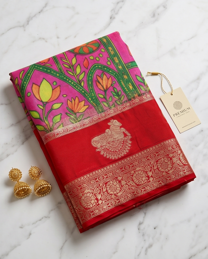 Kalamkari-Nandi design-Pink(SR-MSP20)
