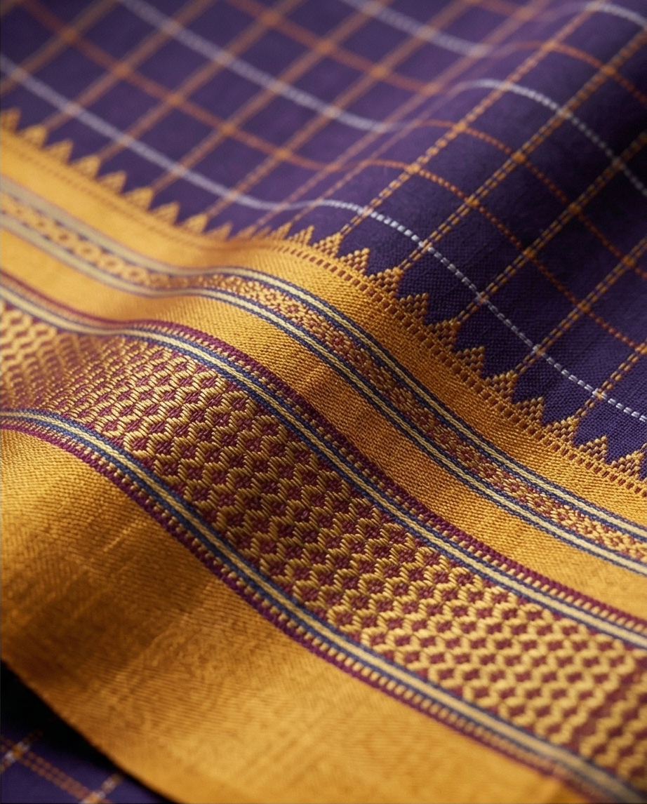 Blue Checks Ilkal Cotton Saree (SR-SP9)