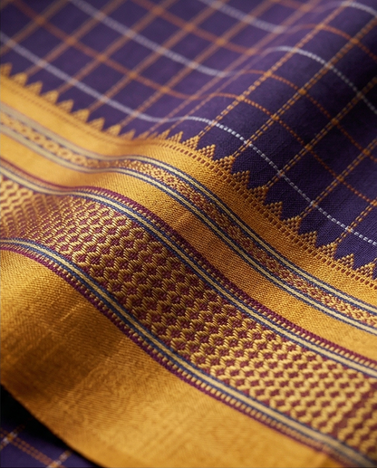 Blue Checks Ilkal Cotton Saree (SR-SP9)