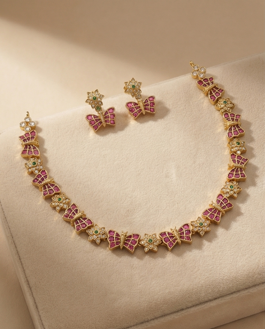 Butterfly Necklace with Earrings (NRW16)