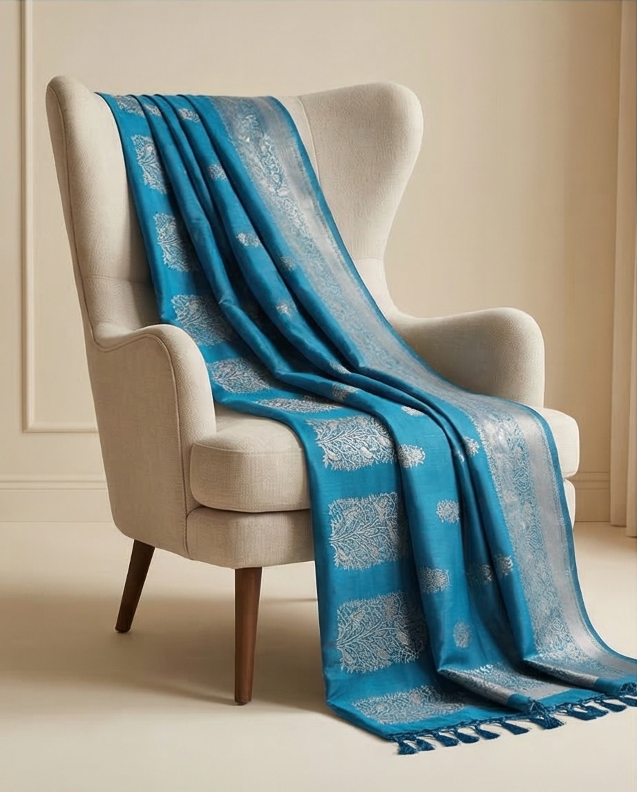 Soft Semi Silk with a smooth, elegant drape (SR-MSP6)-Blue