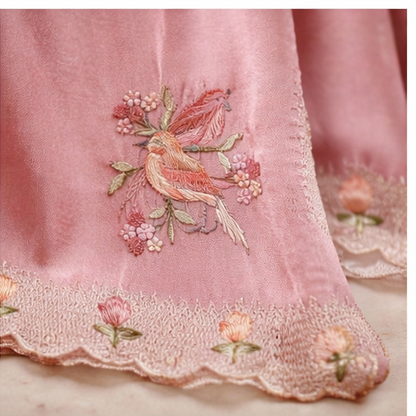 Pink Bird with Flower Fancy Saree (SR-SP29)