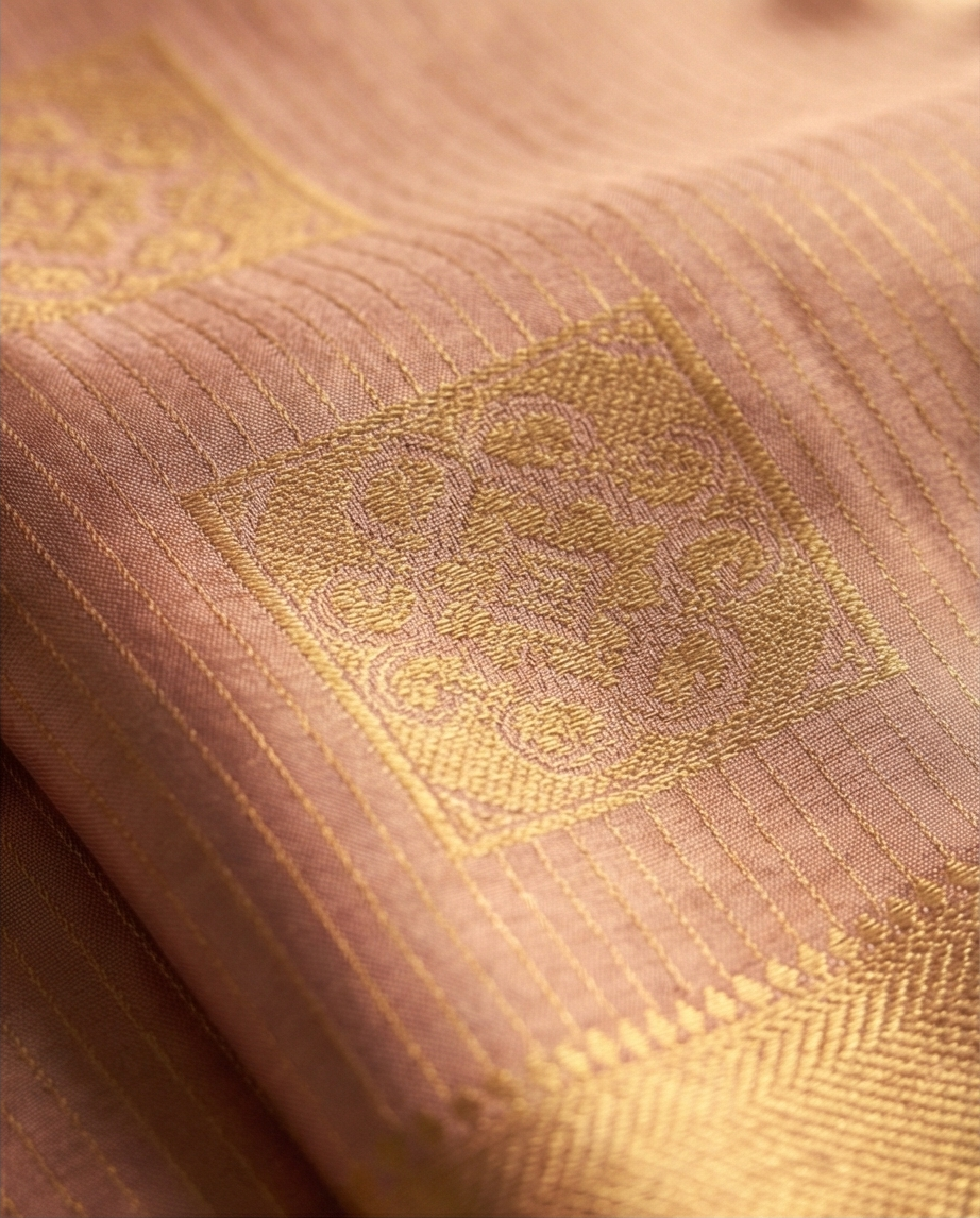 Dusty Rose Semi Kanjivaram Silk Saree