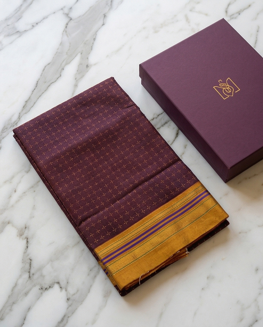 Maroon Chikki Small Checks Ilkal Cotton Saree (SR-SP12)