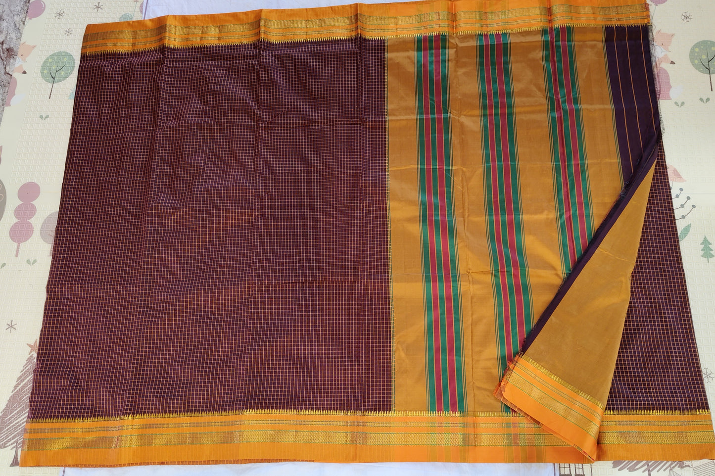 Maroon Small Checks Ilkal Cotton Saree (SR-SP11)