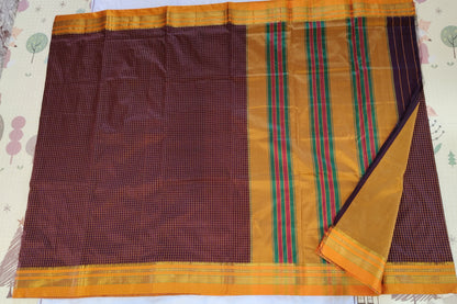 Maroon Small Checks Ilkal Cotton Saree (SR-SP11)