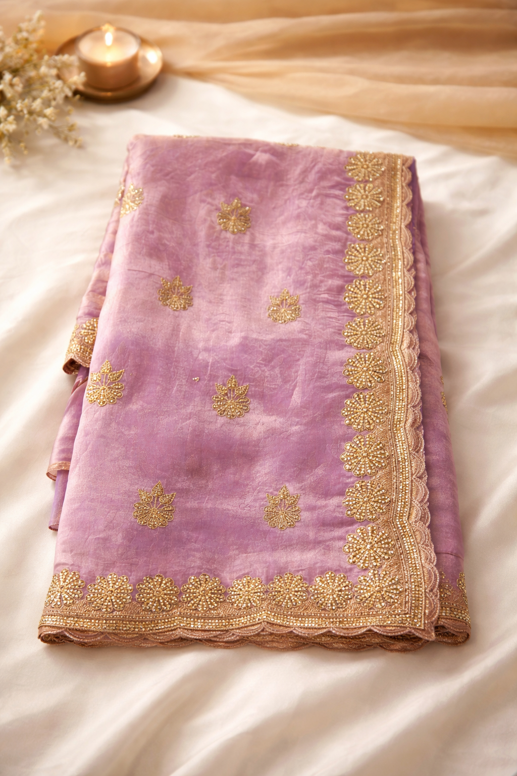 Premium Pink Designer Tissue Saree (SR-SP35)