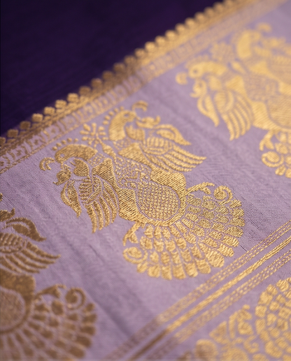 Mysore silk imitation crepe silk saree-Dark purple with Lavender (SR-PSMP44)
