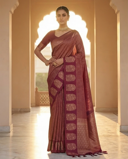 Soft Semi Silk with a smooth, elegant drape (SR-MSP6)-Deep Maroon