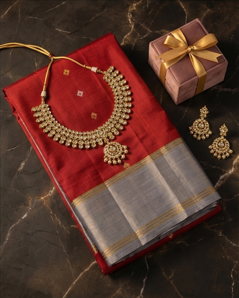 Deep Maroon Kanjivaram Silk Saree