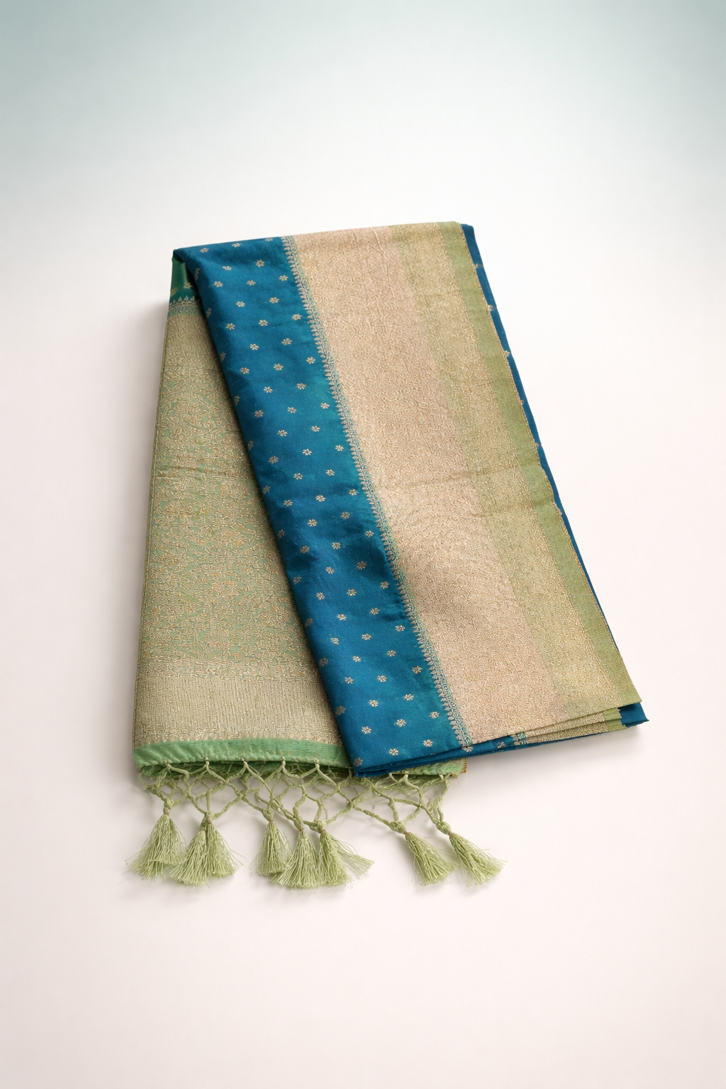 Dual‑tone semi silk saree with silver zari work (SR-MSP2) -Blue