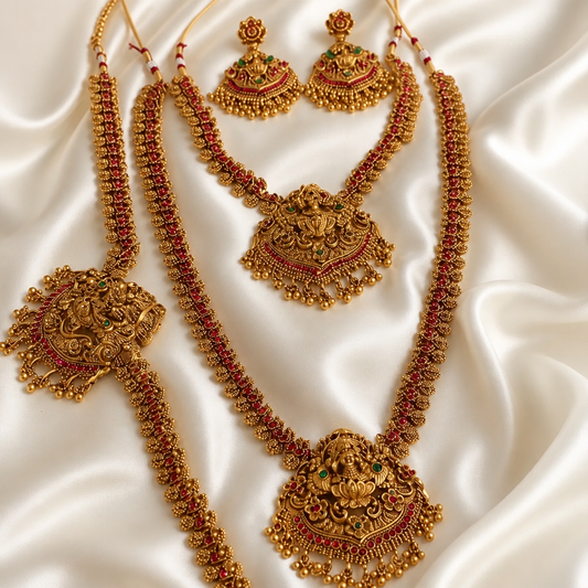 Necklace and Long necklace Hip belt and Earrings set - NRW-102