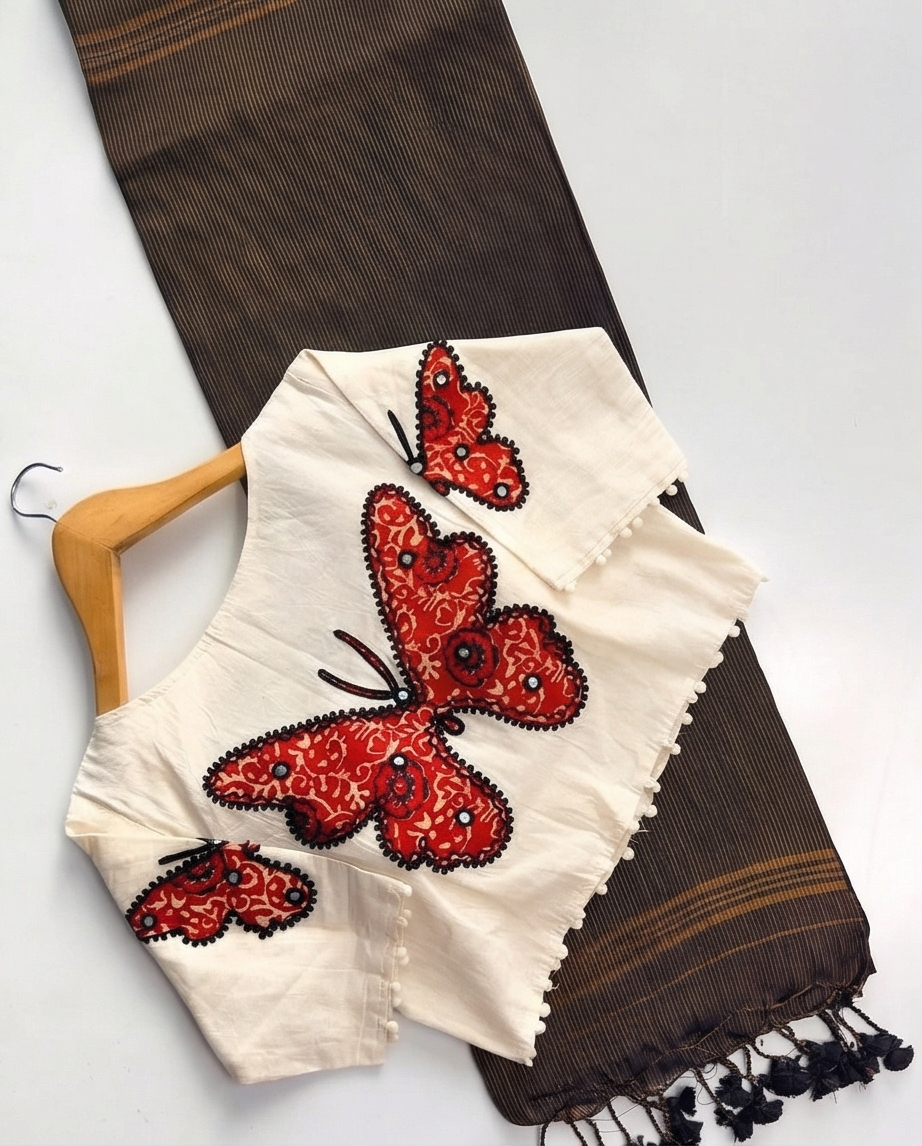 Cotton Saree + Stitched Blouse - SR-KP73