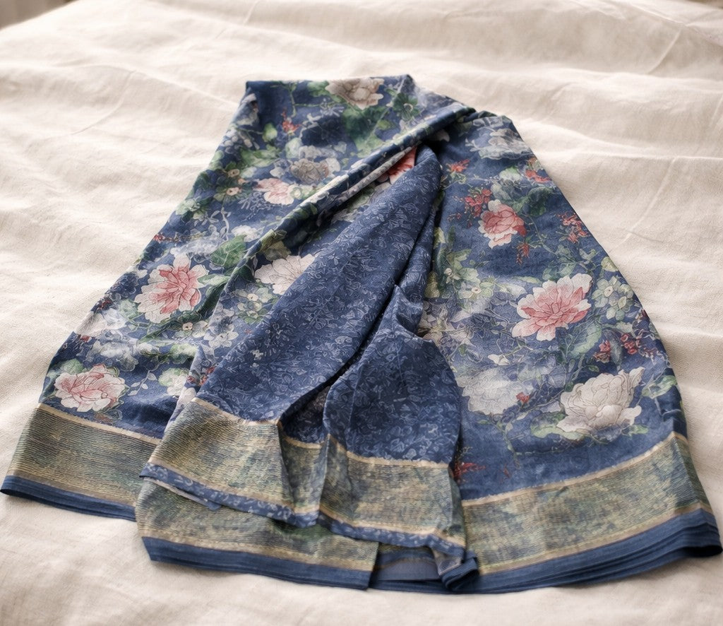 Grey Poonam Floral Saree (SR-SP8)