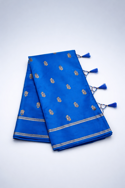 Gajji Silk - Soft woven fabric with a smooth, elegant fall - SR-PSMP9-Blue