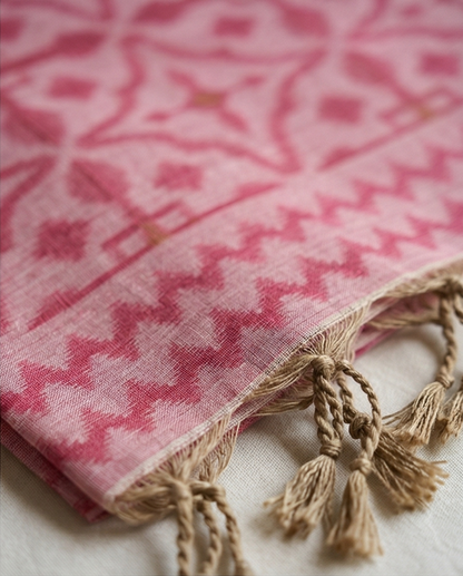 Pink with Cream Chanderi Cotton Saree (SR-SP14)