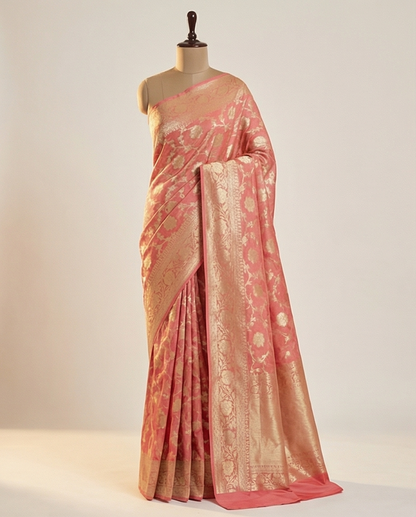 Handloom Banarasi Khaddi (SR-HUP1)-Blush Pink