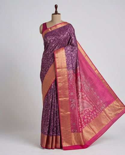 Purple with Pink Patola Big Border Saree (SR-SP18)