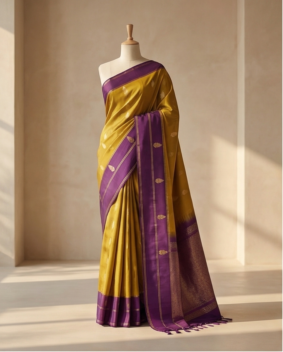 Rich Mustard Kanjivaram Silk Saree