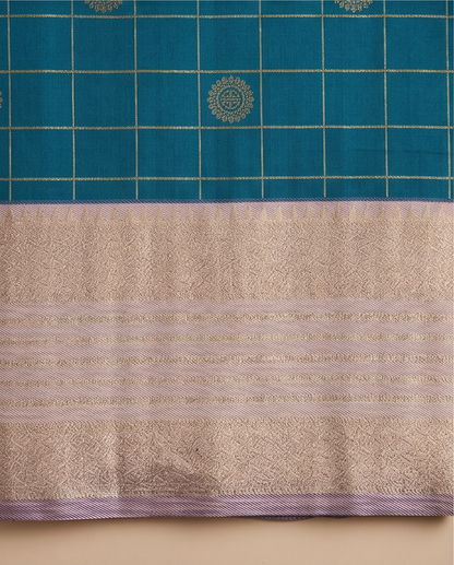 Contemporary Checks, Classic Elegance Sarees-Deep turquoise (SR-PSMP22)