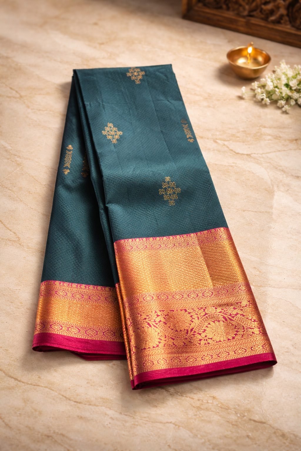 Green Kanchipuram Semi Silk sarees