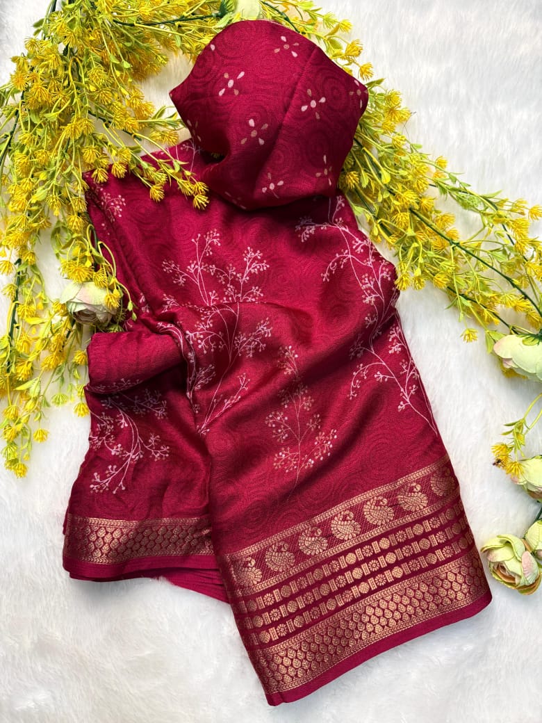 JEQURD VIEWING saree-Red