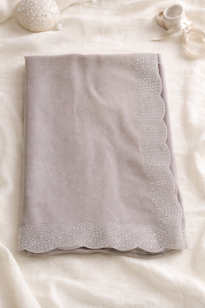 Gray Designer Saree with Contrast Blouse Piece (SR-SP36)