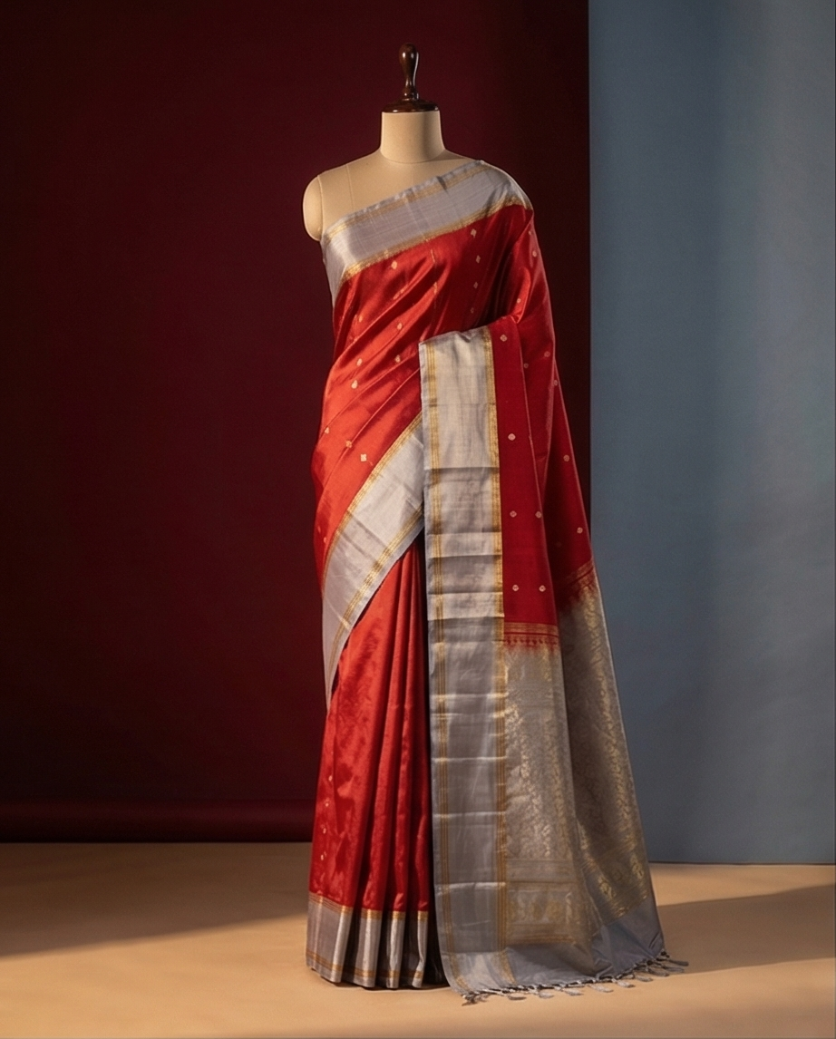 Deep Maroon Kanjivaram Silk Saree