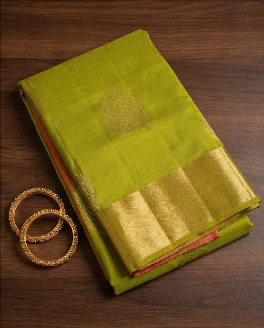 Emerald Green Kanchipuram Silk Saree with Rich Golden Zari Work - SR-MSP11