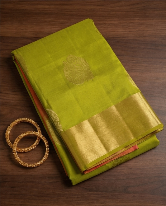 Emerald Green Kanchipuram Silk Saree with Rich Golden Zari Work - SR-MSP11
